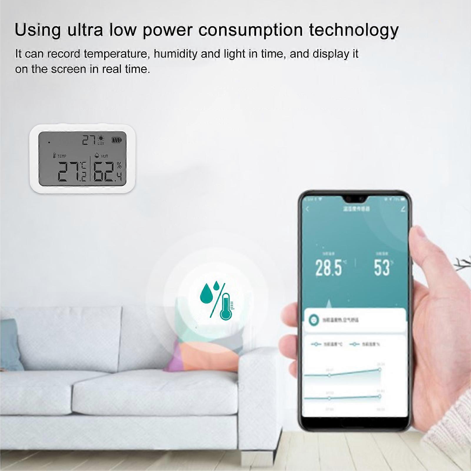 Smart Sensor for TUYA Zigbee Temperature Humidity Light 3 in 1 Recording Device with LCD Screen