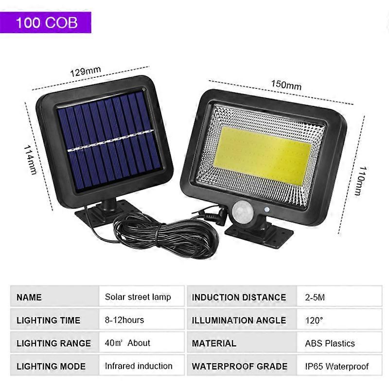 56led wall waterproof split solar 100COB separated human body induction garden garage light Split 100 lights with three functions