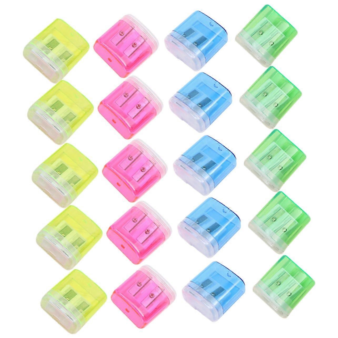 Transparent Pencil Sharpener Pack of 20 Electric Double Sharpener for Colored Pencils Office Use Handheld Iron Tool