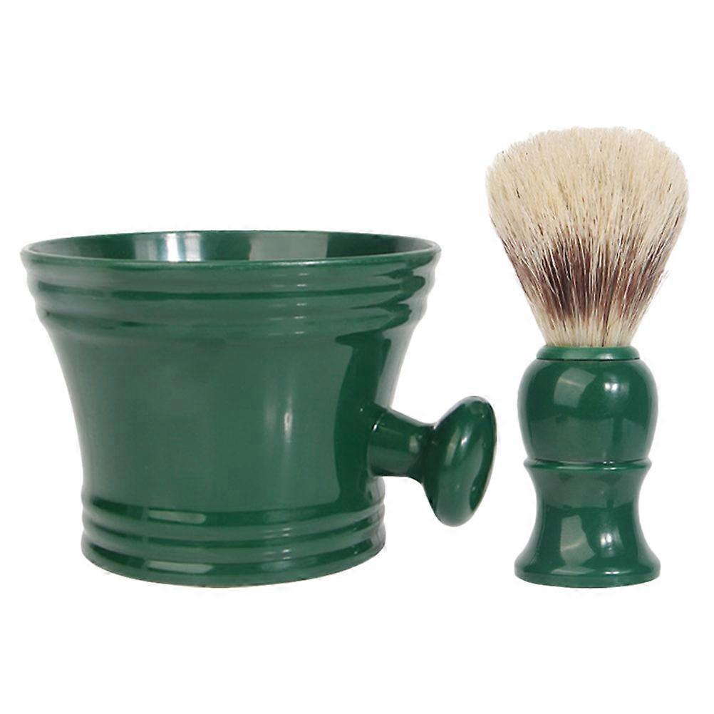 Shaving Brush for Soap Bowl for Shaving Male Grooming Tool Home Use Dark Green 1Set