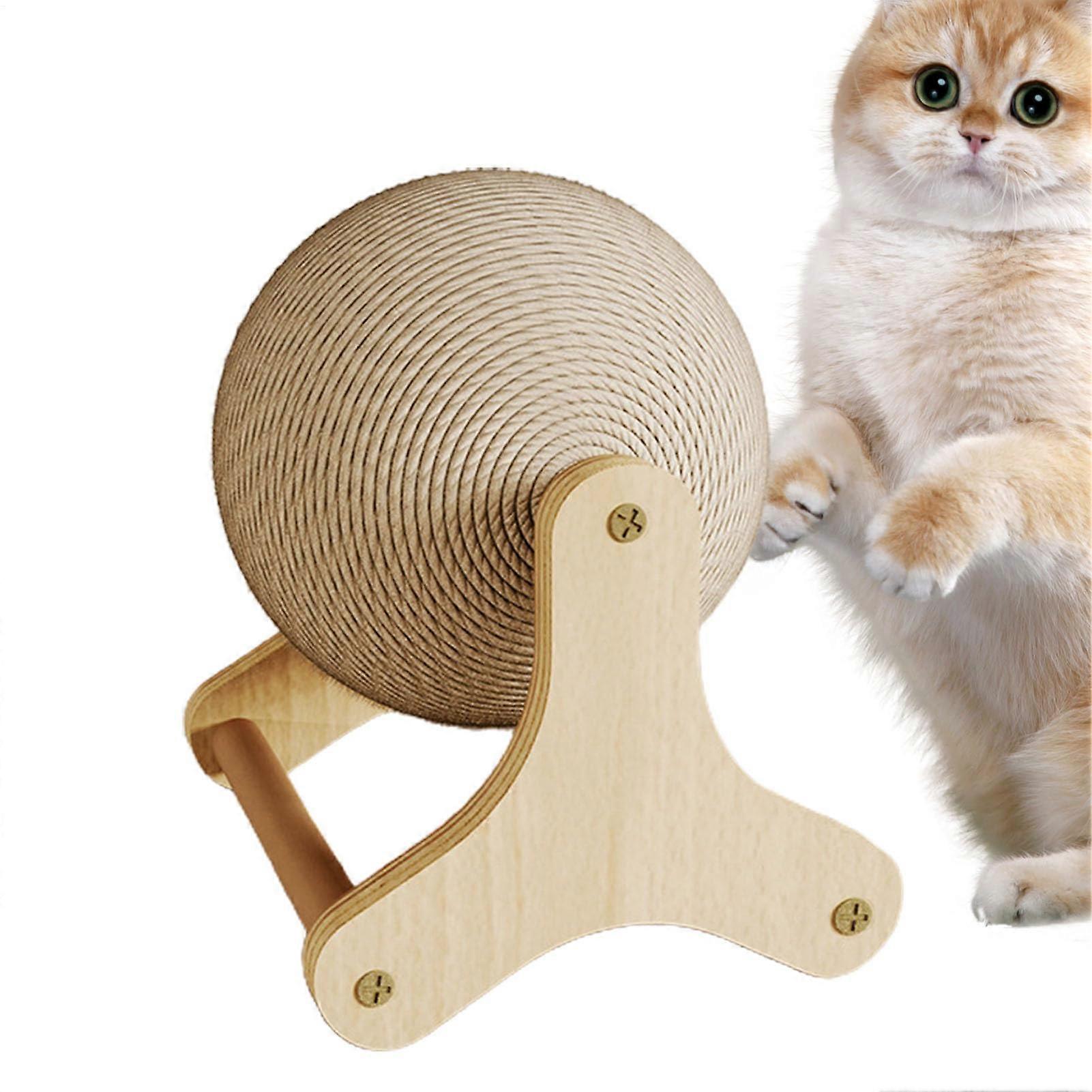 Cat Toys Sisal Scratcher Ball - Natural Sisal Material, Interactive Exercise Toy for Kittens and Cats, Non-Slip Base, Windmill Design