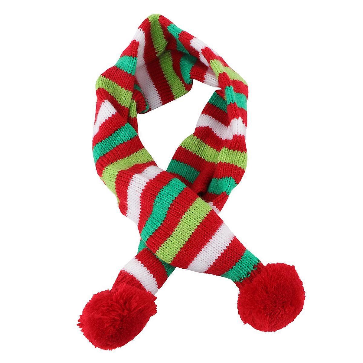 Pet Collar Scarf Acrylic Material For Outdoor Walks With Stripe Pattern Cat And Dog Wearable 2Set