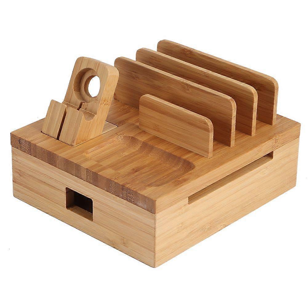 Bamboo Multiple Layer Digital Electronic Bracket Mobile Phone Charging Storage Rack Organizer