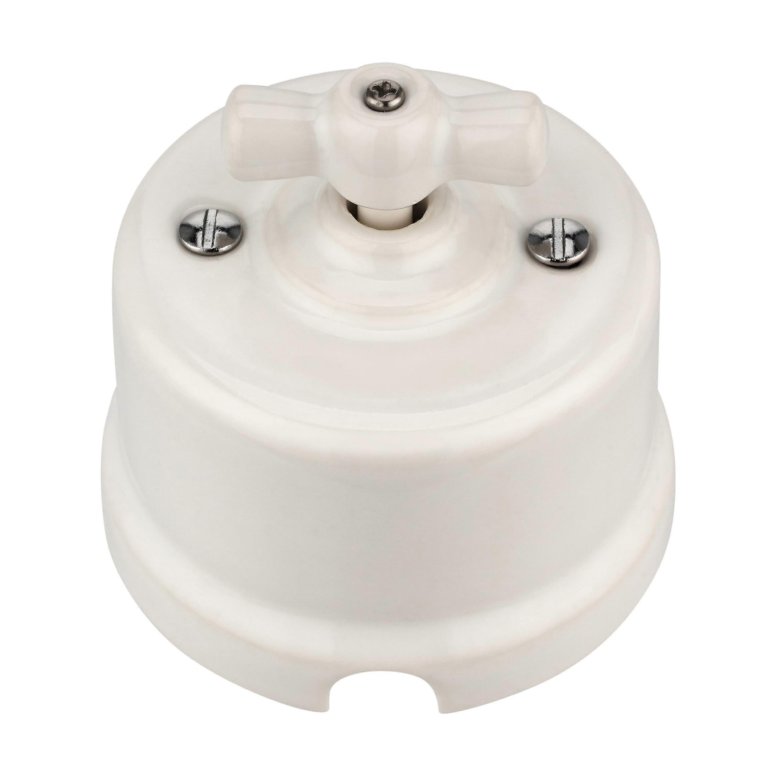 Surface-Mounted Porcelain Rotary Toggle Switch QR1 Series, All-in-One Design, White, Easy Installation, Durable