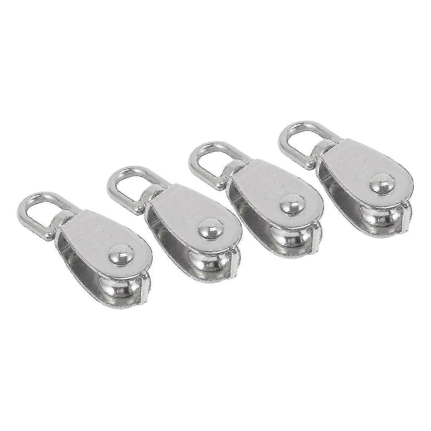 Single pulley block for rope cord with swivel silver finish