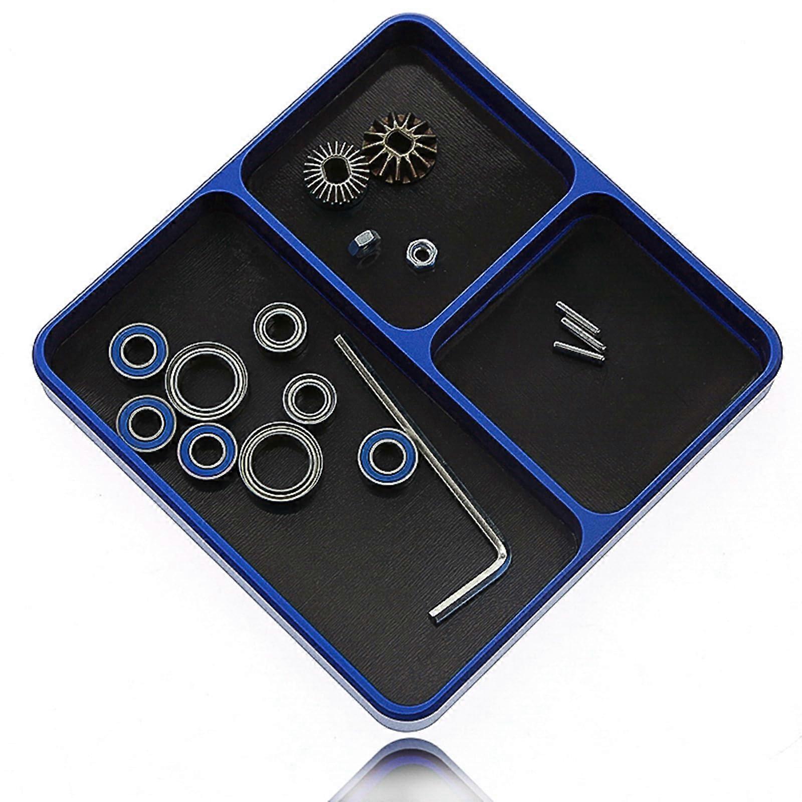 Universal Metal Remote Control Car Mounting Tool Screw Holder Storage Plate with Magnetic Pad for HSP Redcat Traxx Arrma HPI Axial 1/8 1/10 Blue