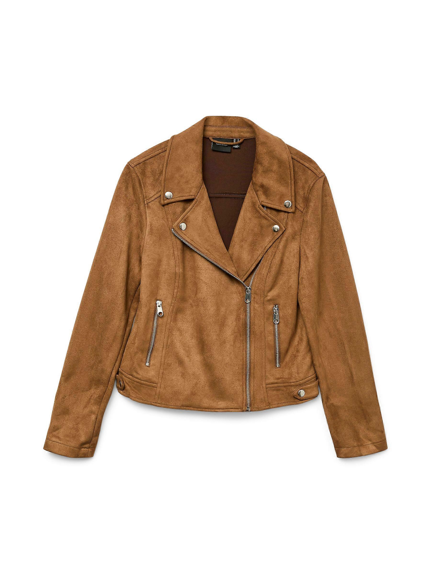 Vero Moda Womens Jacket with Asymmetric Zipper and Velvet Design