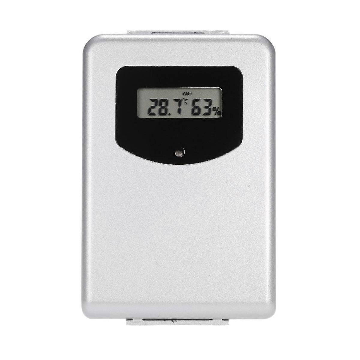 Indoor Humidity Meter Digital Wireless Weather Clock Indoor Receiver Outdoor Transmitter 12.8x12.8x2.2Cm Rectangular Home Office Garage
