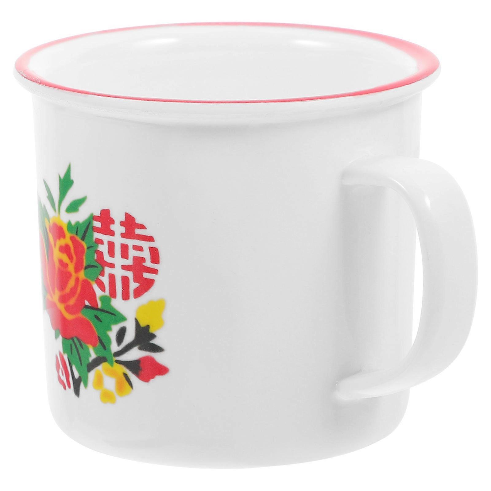 ハンドル付きレトロ断熱エナメルコーヒーマグ、家庭およびオフィス用ウォーターカップ、紅茶、ミルク、コーヒー用の快適なグリップ多目的飲料カップ