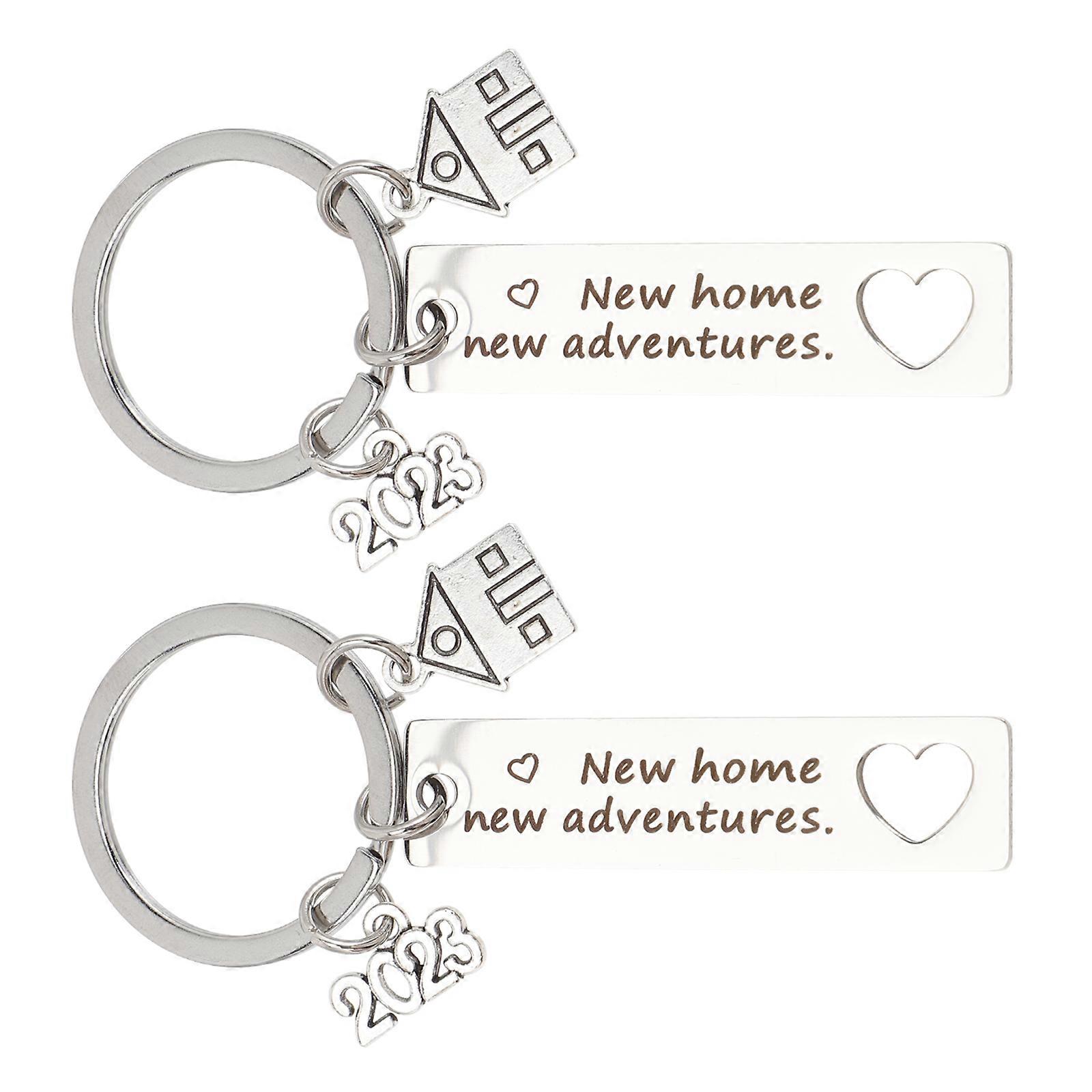 House Shaped Keychains New Home Celebration Decorative Items Silver 8x5cm 2Pcs