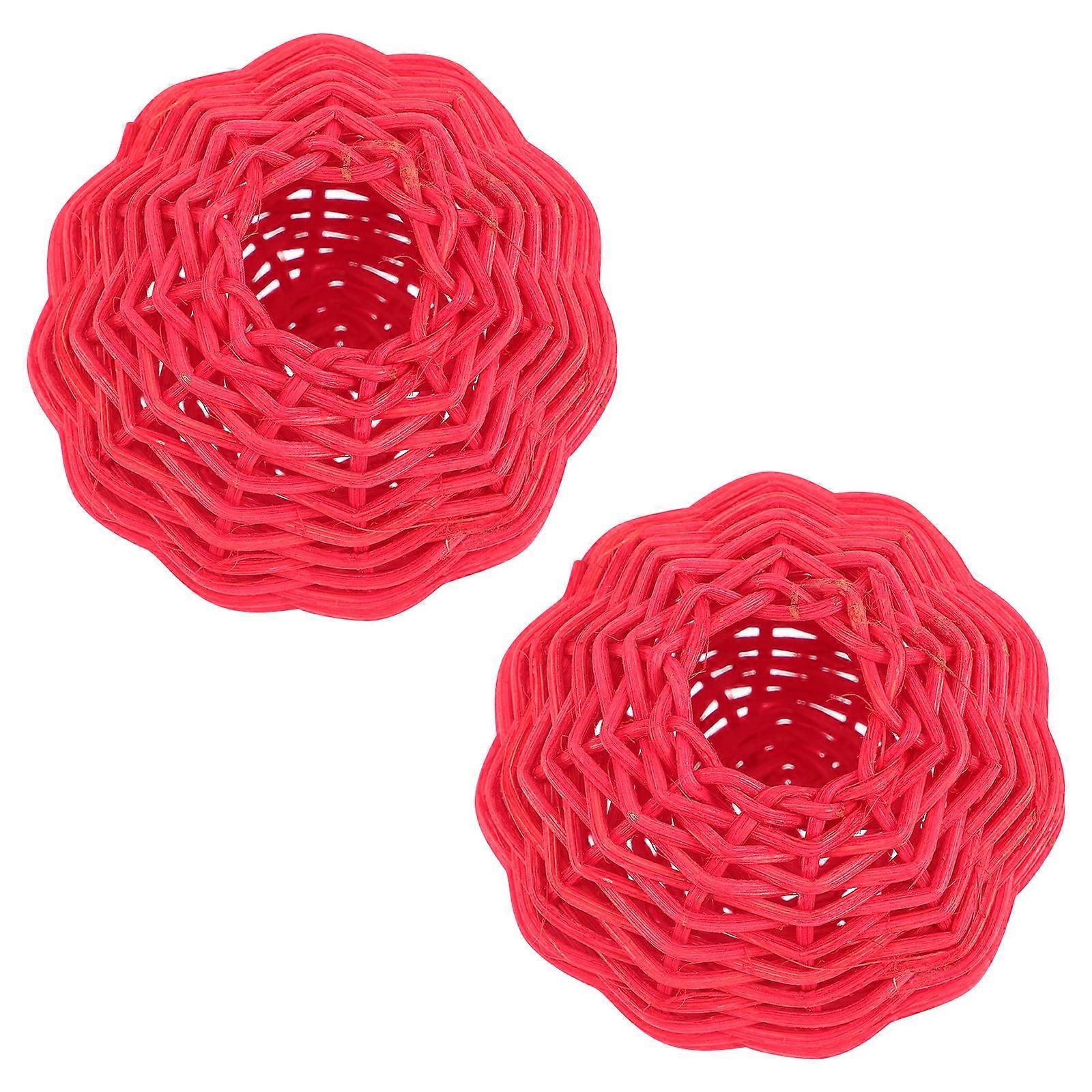 2 Pcs Japanese Style Rattan Weaving Lampshade Ceiling Lamp Covers