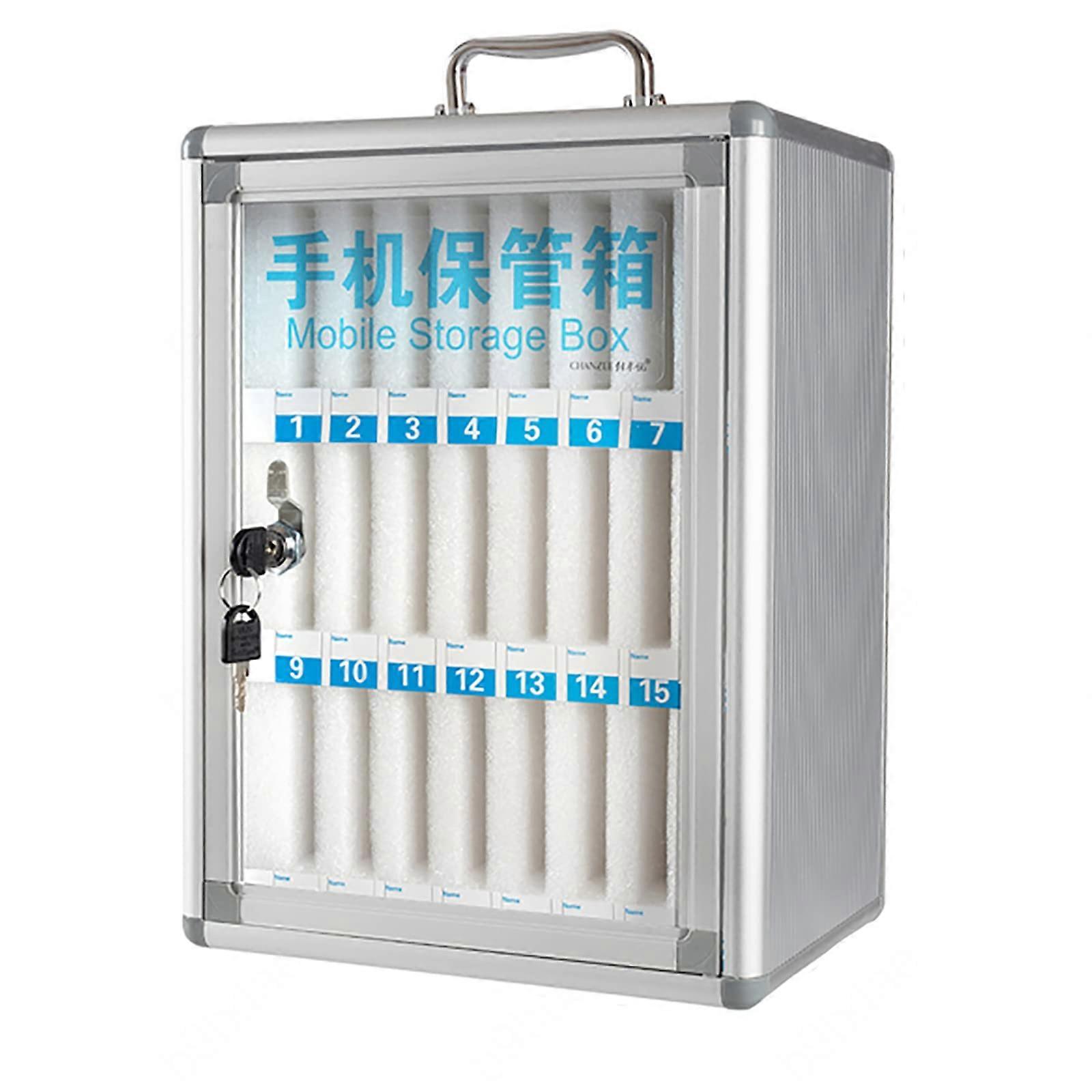 Wall-Mounted Telephone Storage Unit for Office Staff, 36 Slots, Secure Lock and Key, Employee Device Management Solution