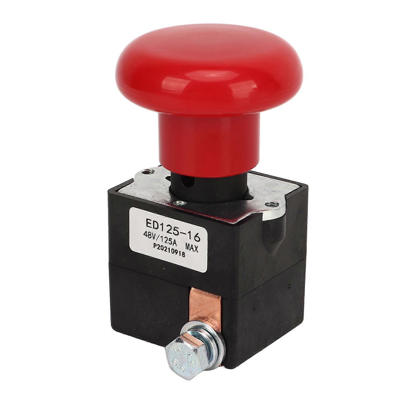 Emergency Stop Switch 48V 125A Metal Alloy ED125‑16 Stop Button Fit for Most Forklifts 