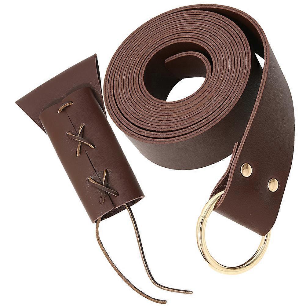 Sword Frog Cosplay Medieval Pu Leather Metal Sword Accommodation Hand Free Costume Accessory For Stage Performance 1Set