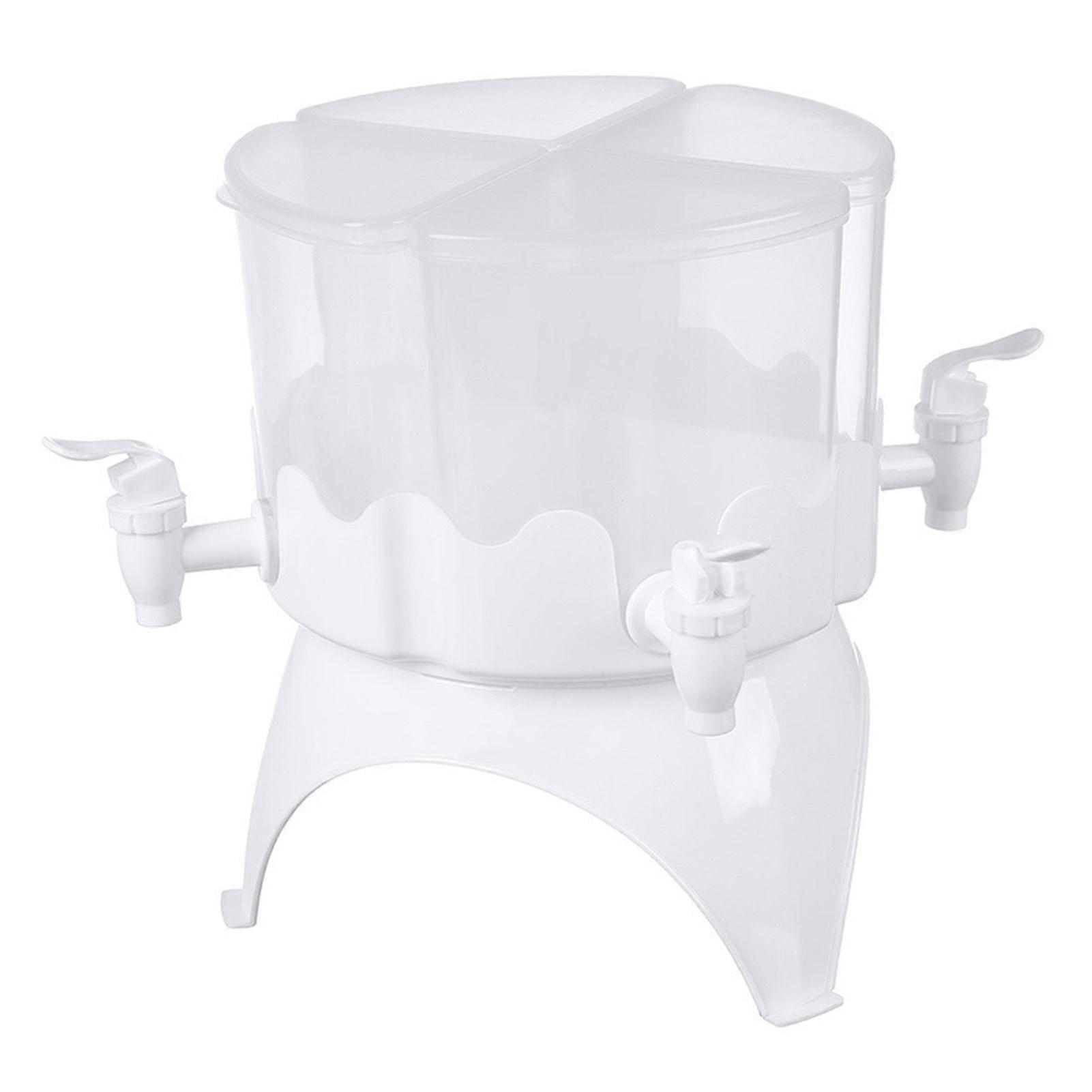 Beverage Dispenser Large Capacity Plastic 4 Compartment Rotating Fridge Cold Drink Kettle with Spigot for Home 4L