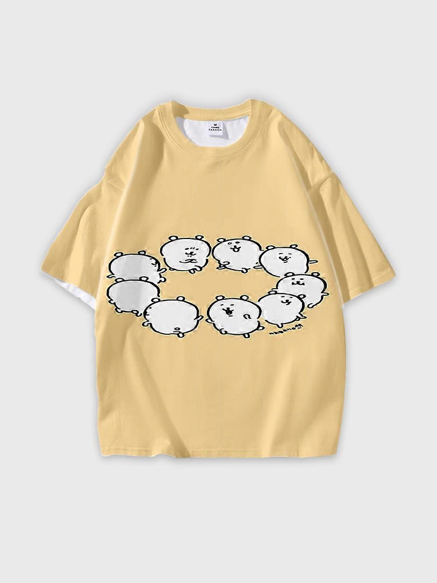 T-shirt round neck Comic book Role Pattern loose short sleeve D3103