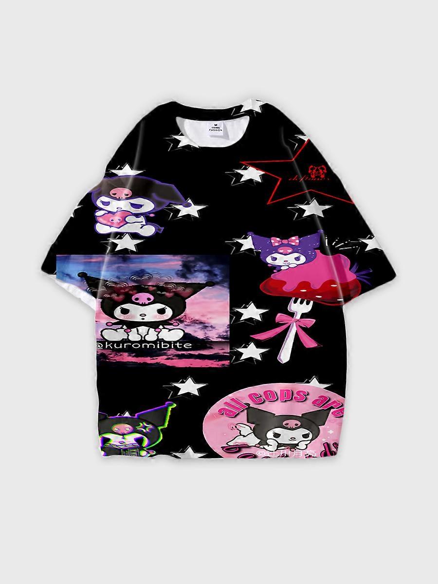 T-shirt round neck Cartoon Pattern loose short sleeve B191
