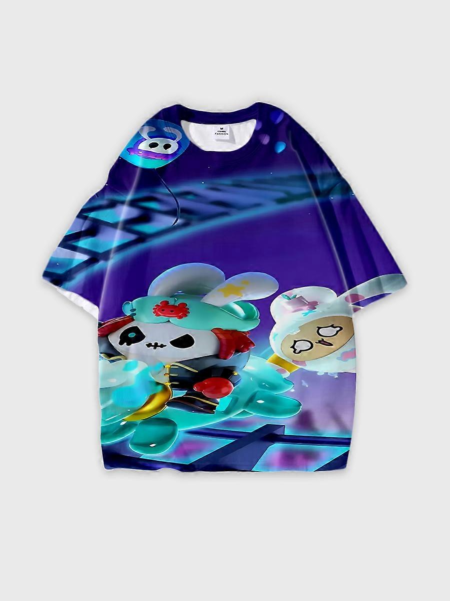 T-shirt round neck Pattern loose short sleeve C2553