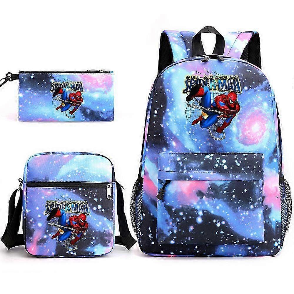 Spider-Man School Bag Backpack Pencil Case Shoulder Bag Three-piece Set _10
