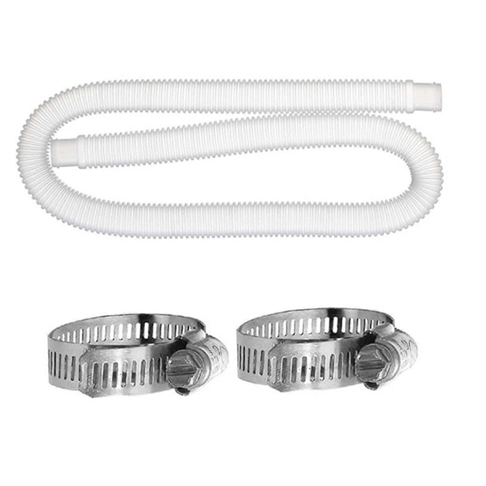 Replacement pump hose for pumps, 150 cm, swimming pool hose, 3.8 cm hose with clamps for aboveground pool, white