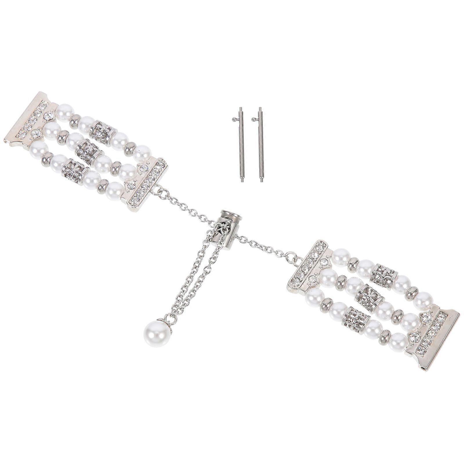 Pearl Chain Watch Band Metal Bracelet for Wristwatch 1 Set