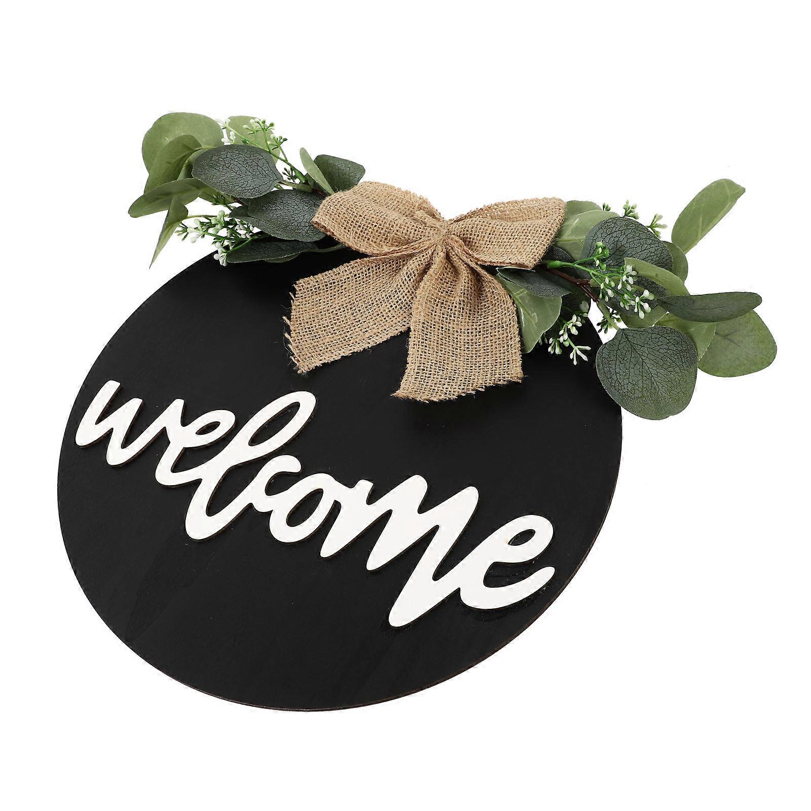 Decorative Round Welcome Board Hanging Sign For Guest Welcome And Shop Use In Black Color 1Pc