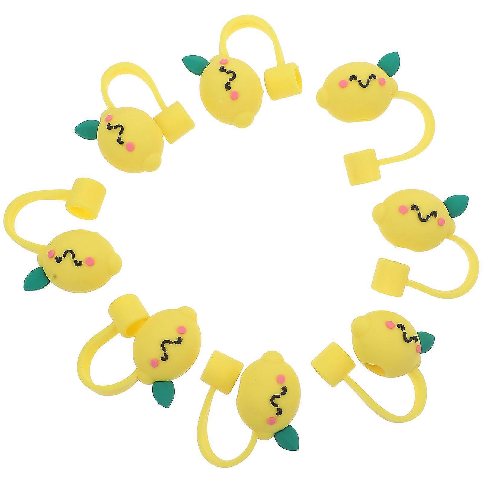 8Pcs Yellow Silicone Straw Covers for Decor and Protection Adorable Design Party Straw Tips