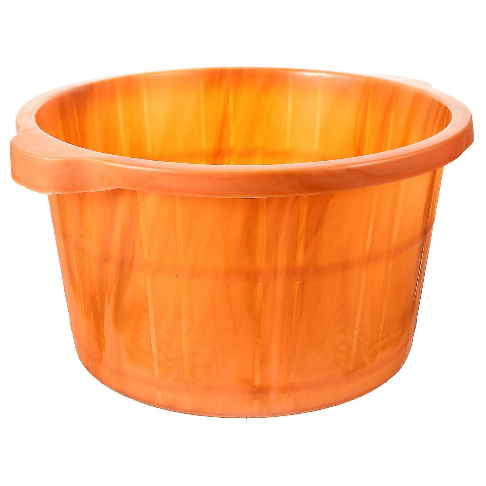 Chocolate Plastic Foot Soaking Tub with Wood Grain Design for Home Use 12.5 x 8.5 x 6 Inches