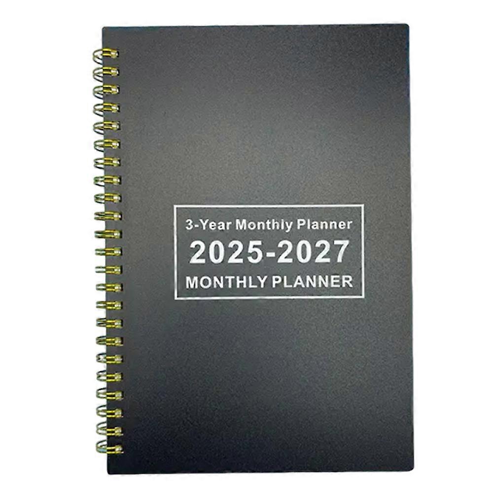 Yearly Planner Notebook Monthly Planning Calendar Organizer For Office Use And Conferences Smooth Writing Experience Black 2025-2027 1Pack