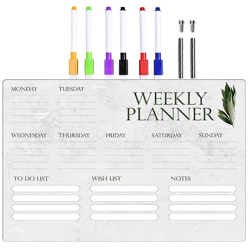 Acrylic Dry Erase Board for Home Use Assorted Color Weekly Planner with Pen 1 Set