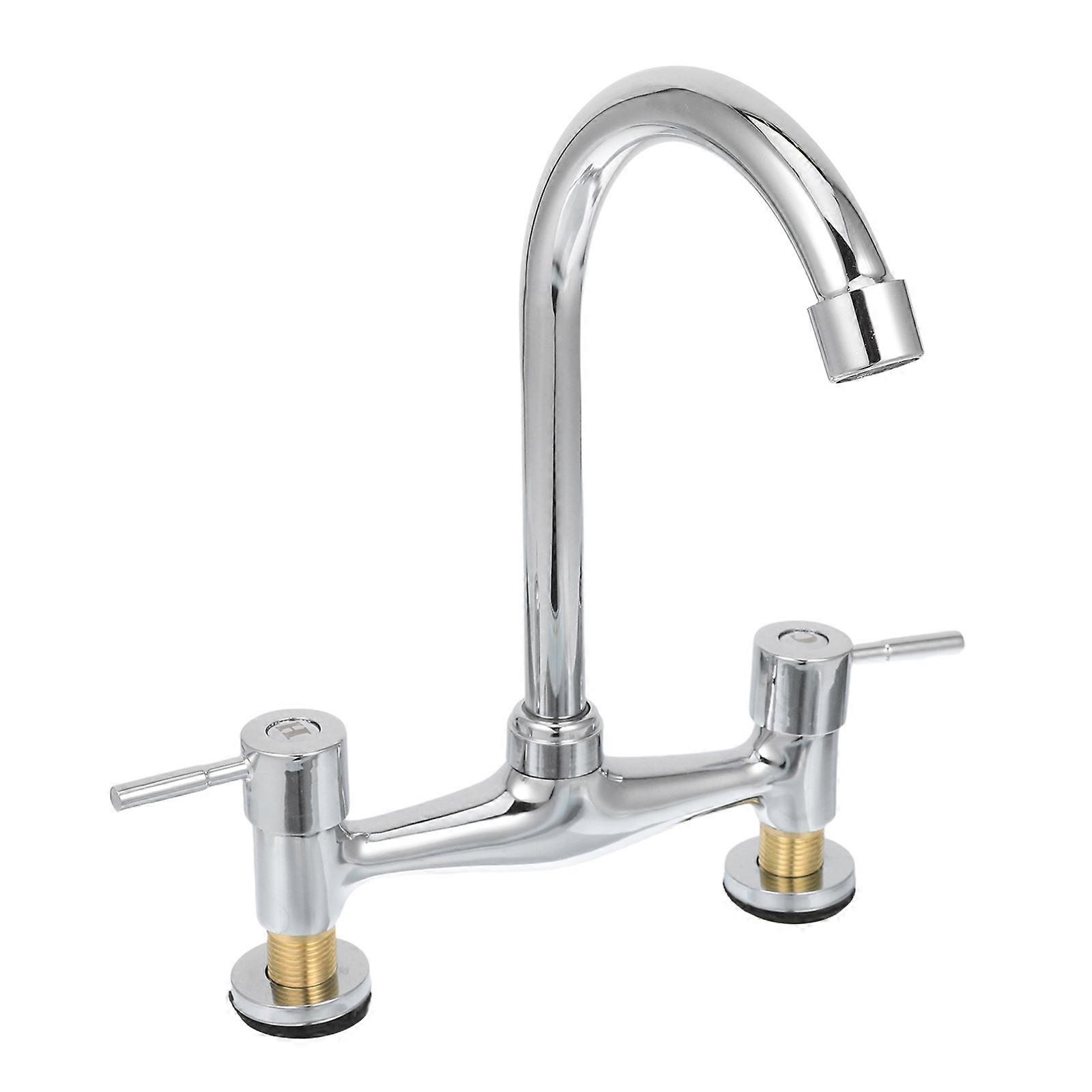 Two Handle Bathroom Faucet with Rotatable Spout for Commercial Kitchen Water Control 1Set