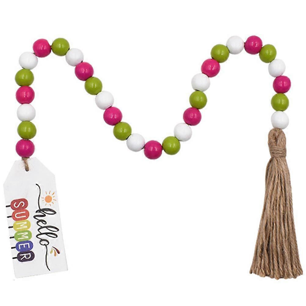 Wood Bead Garland with Tassels for Home Decor Multi Color Wood and Hemp Rope Beaded String 70 Characters