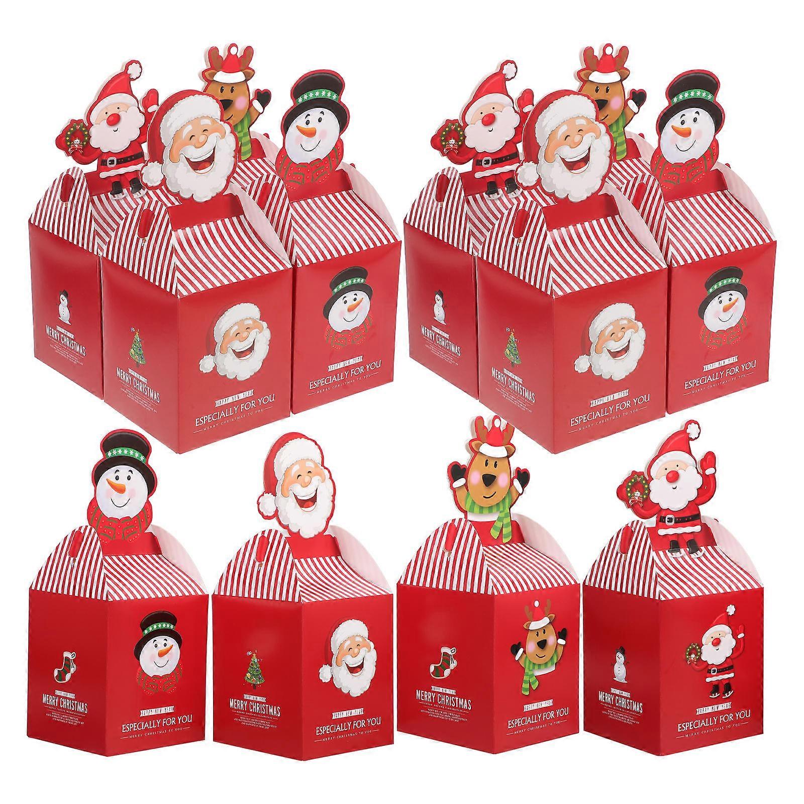 20pcs Christmas Treat Boxes, Cute Kraft Candy Packaging for Cookies, Party Favors, Easy Assemble Holiday Containers with Festive Designs for Winter