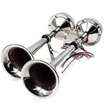 Marine Dual Horn Horn Marine Stainless Steel Electric Horn 18-1/2 Inch 12V Dual/Double Tube Horn Flu