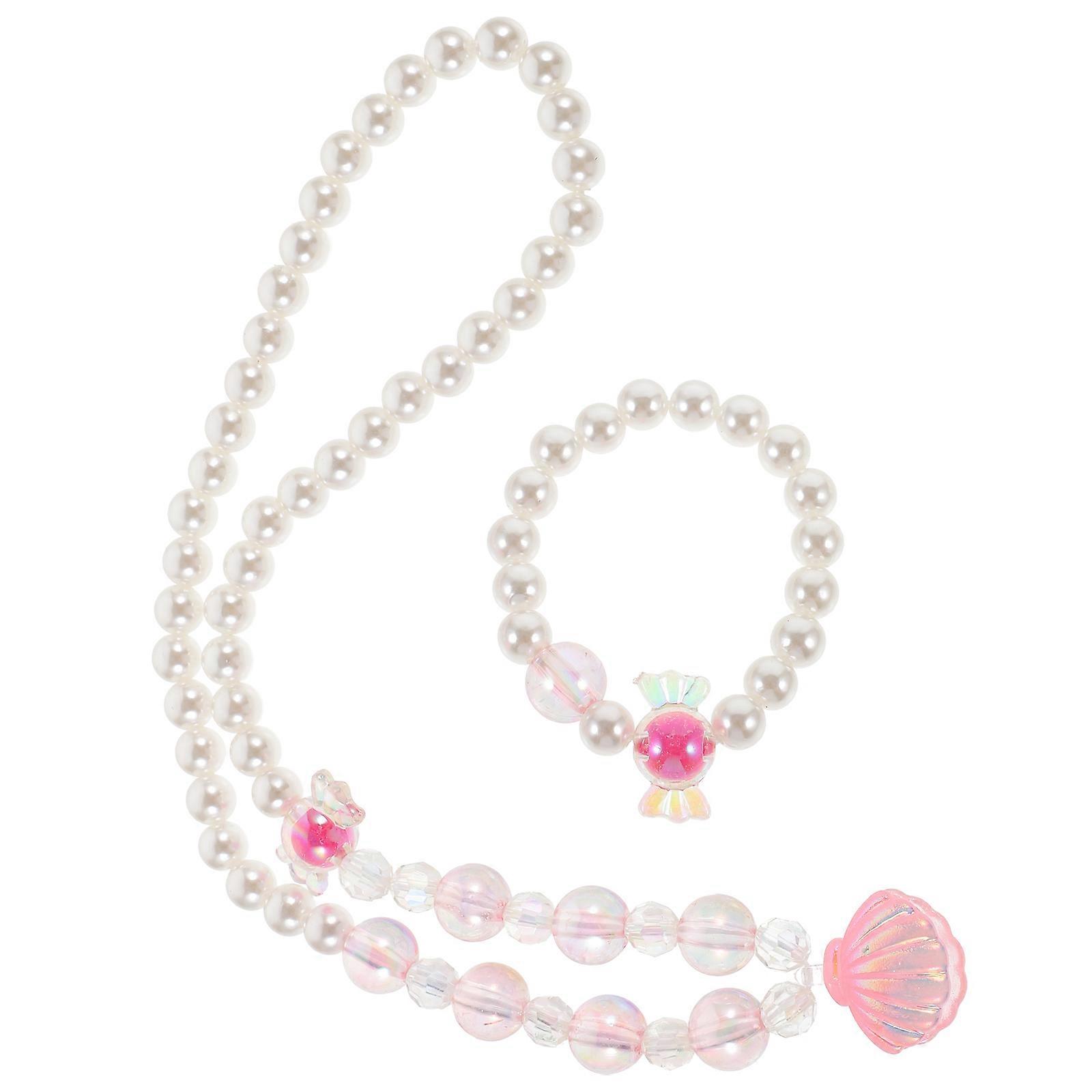 Pearl Chain Necklace for Decorating Durable and Creative with Pink Color Plastic Alloy 1 Set