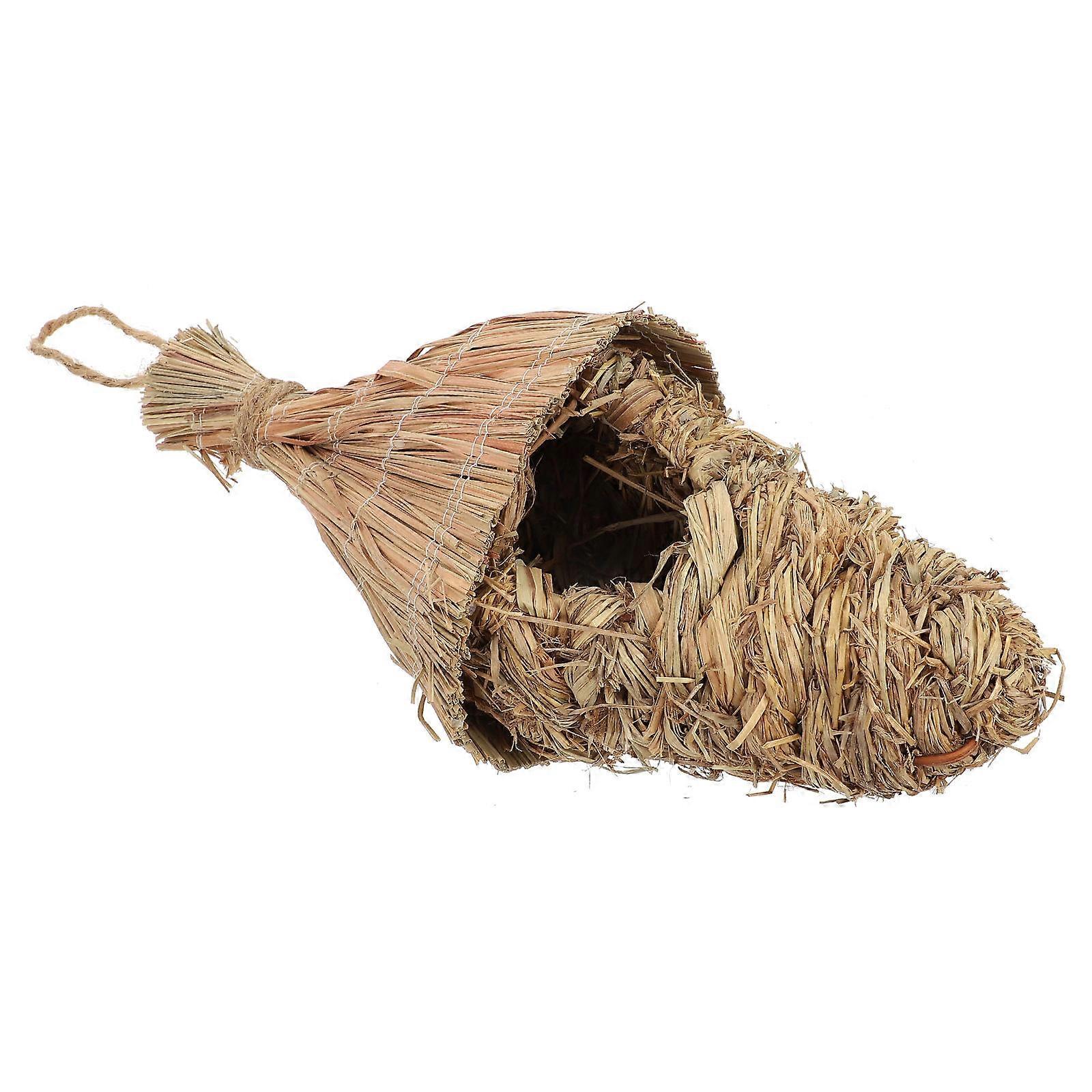 Woven Bird Nest for Use Comfortable Home for Parrots and Small Birds Light Brown