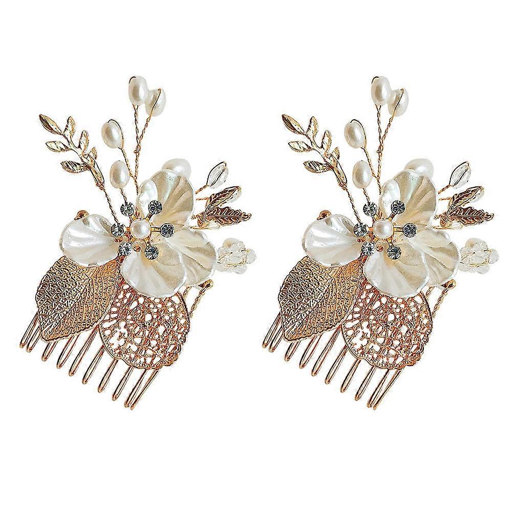 Vintage Wedding Hair Comb 2Pcs Floral Accessory Suitable For Pageants With Adjustable Function
