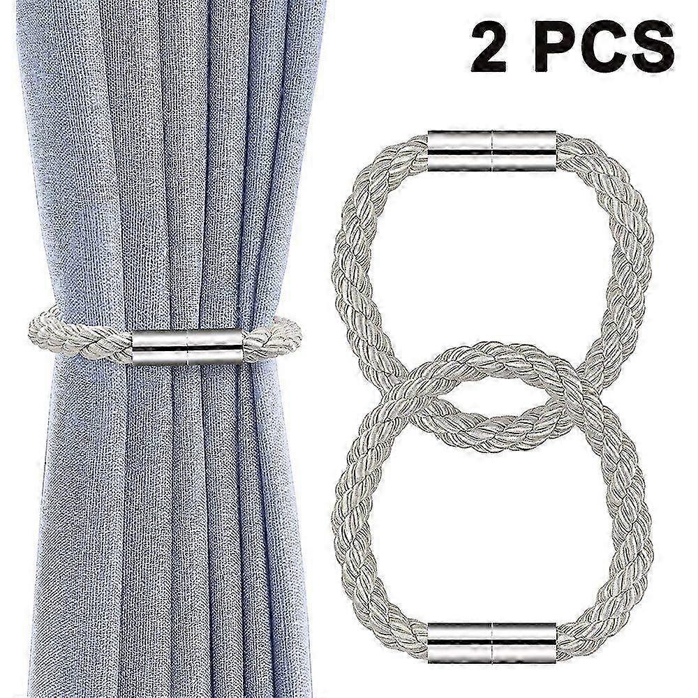 2 Pcs Magnetic Curtain Tiebacks - Strong Decorative Rope Holdbacks for Easy Use & No Drilling Required - Convenient Ties for Home Decor