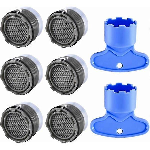 Perlator M18.5, 6-pack Faucet Aerator, Faucet Filter Insert, External Thread Water Saver for Faucet with 2 Aerator Wrenches