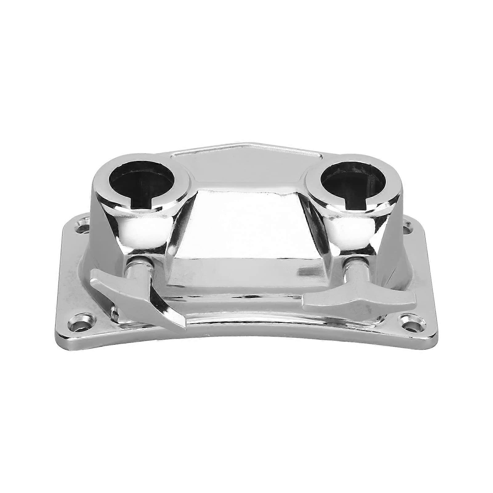 Doublehole drum stand with zinc alloy connection clamp, stable drum extension holder for drum kit accessories, chromeplated and wearresistant.
