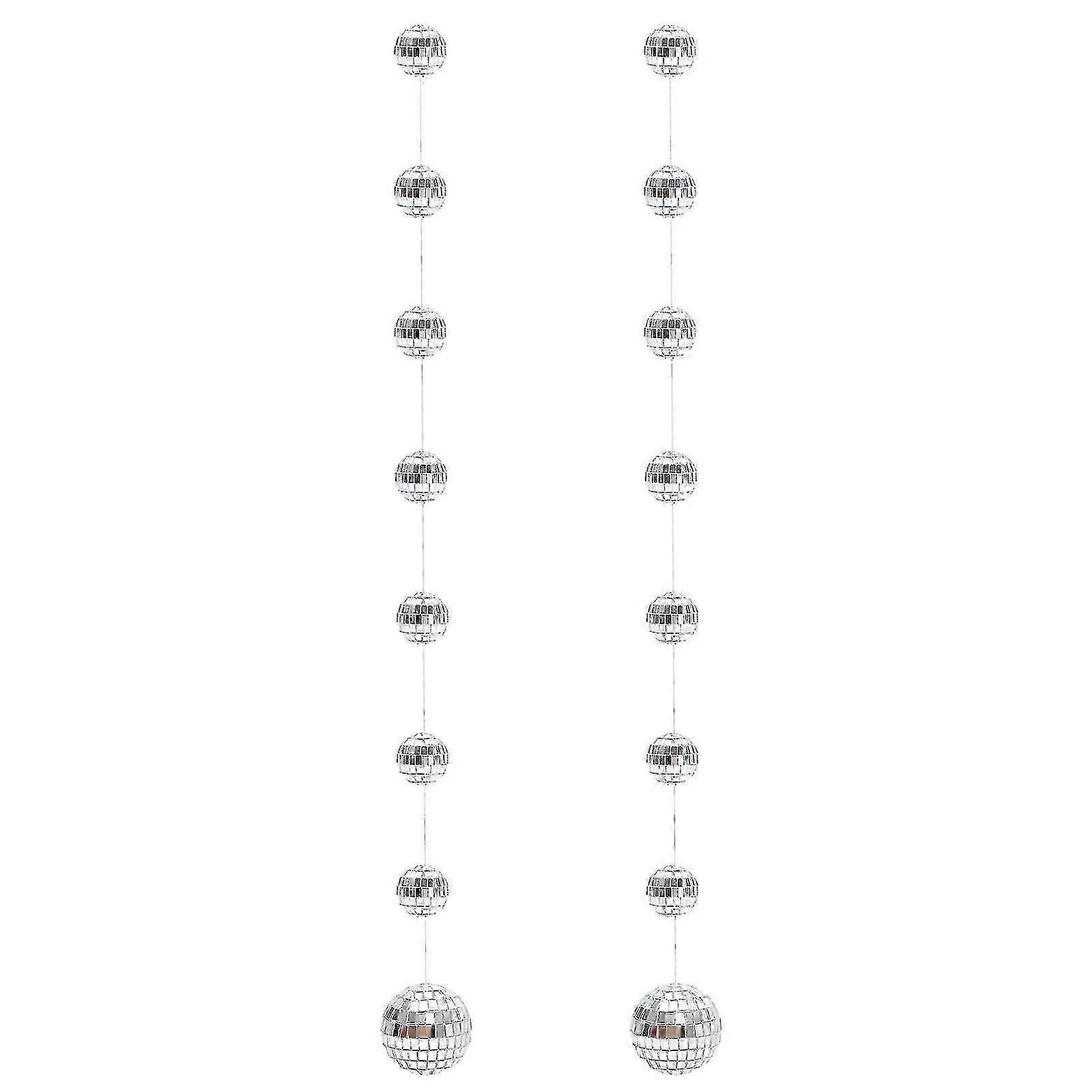 2 Strings Silver Disco Mirror Ball Party Decorations 150x5x5cm
