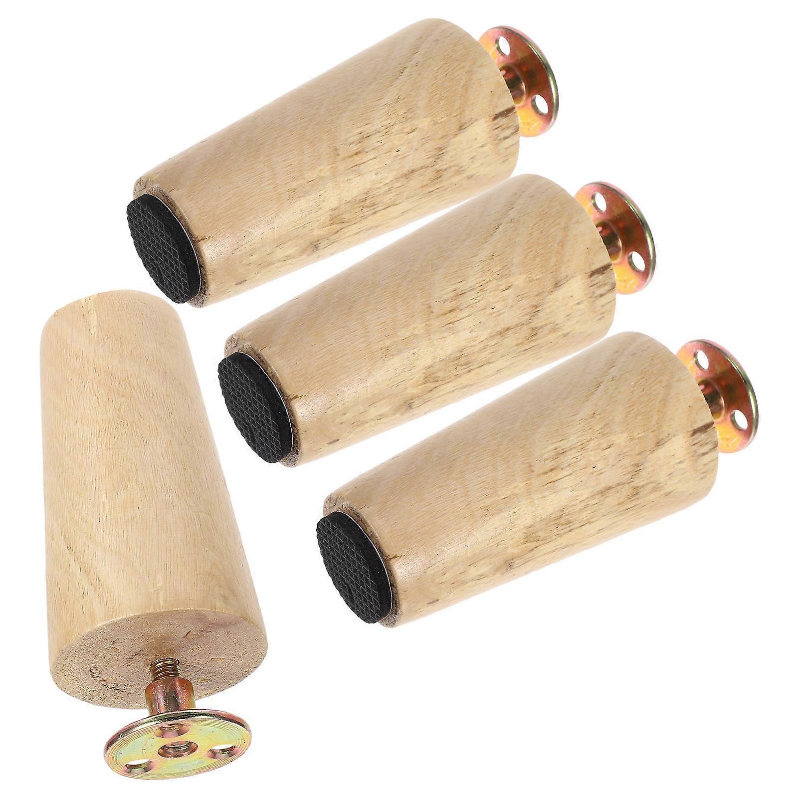 4Set Wood Furniture Legs Replacement For Sofa Beds And Tables Light Yellow Ideal For Homeowners
