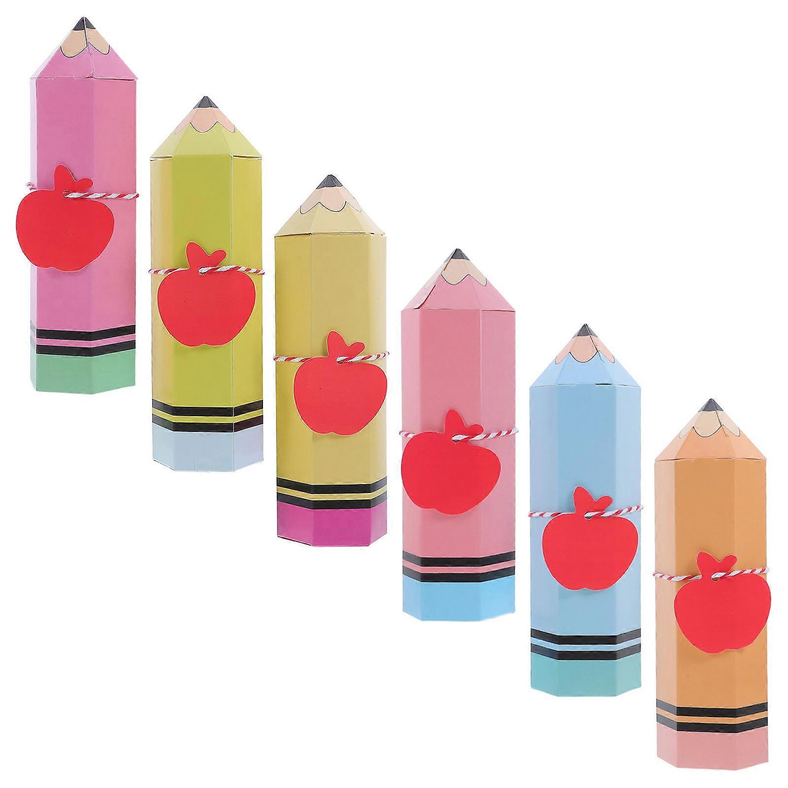 Back To School Candy Storage Boxes 12Pcs Pencil Shaped Paper Cases For Students And Children Celebrations