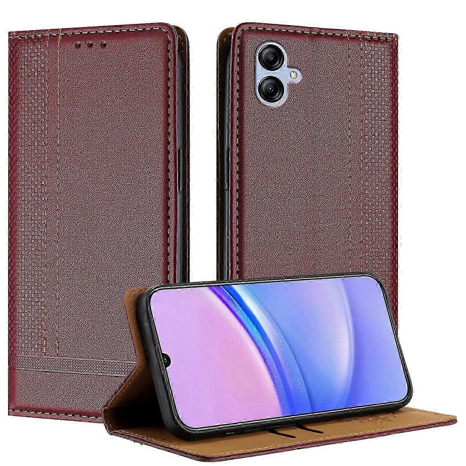 Case For Samsung Galaxy A04E F04 M04, Vintage Stitch Leather Wallet Case Card Slot Kickstand Magnetic Closure Shockproof Flip Folio Case Cover