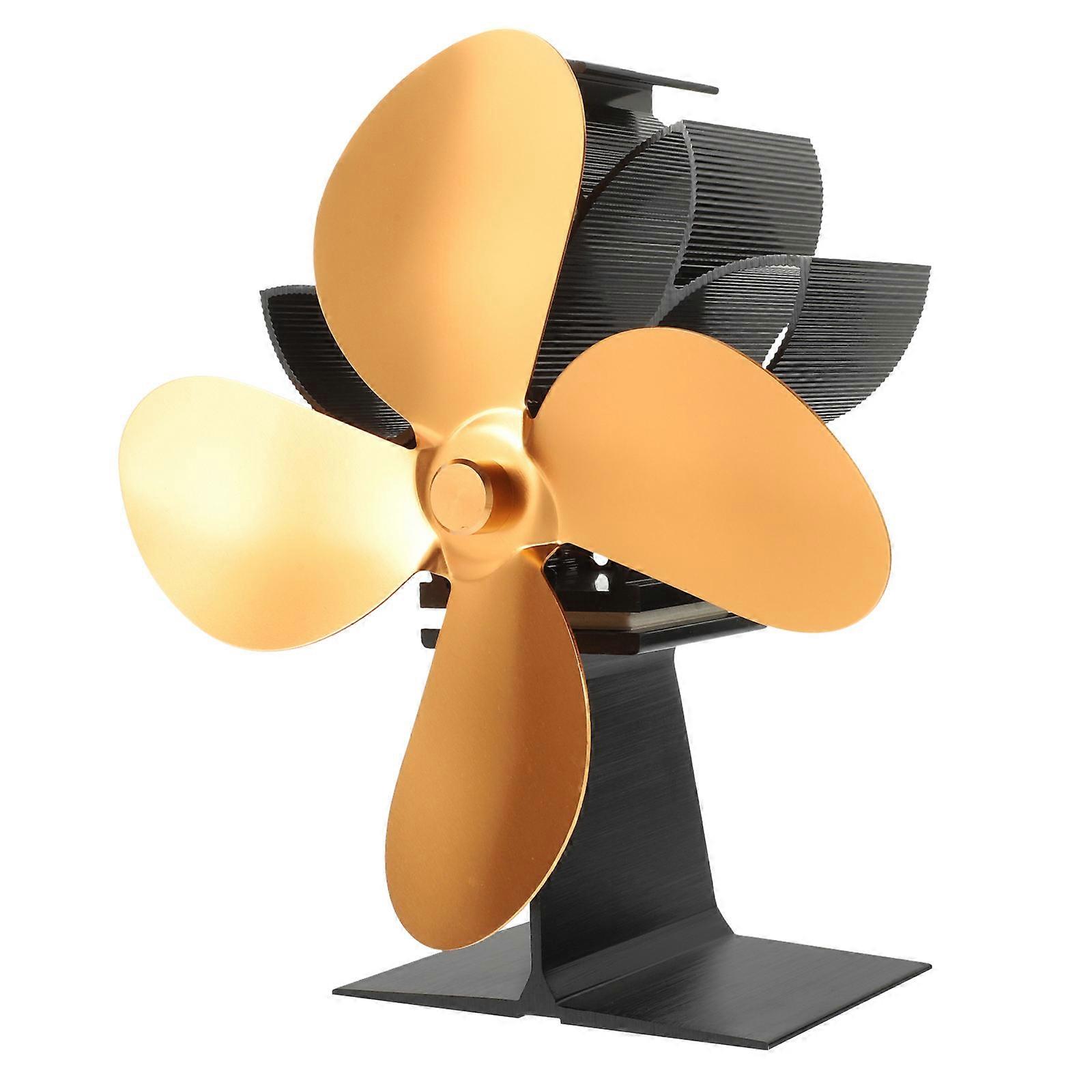 Power Saving Heat Powered Fireplace Fan Designed For Effective Home Heating 1Pcs Golden