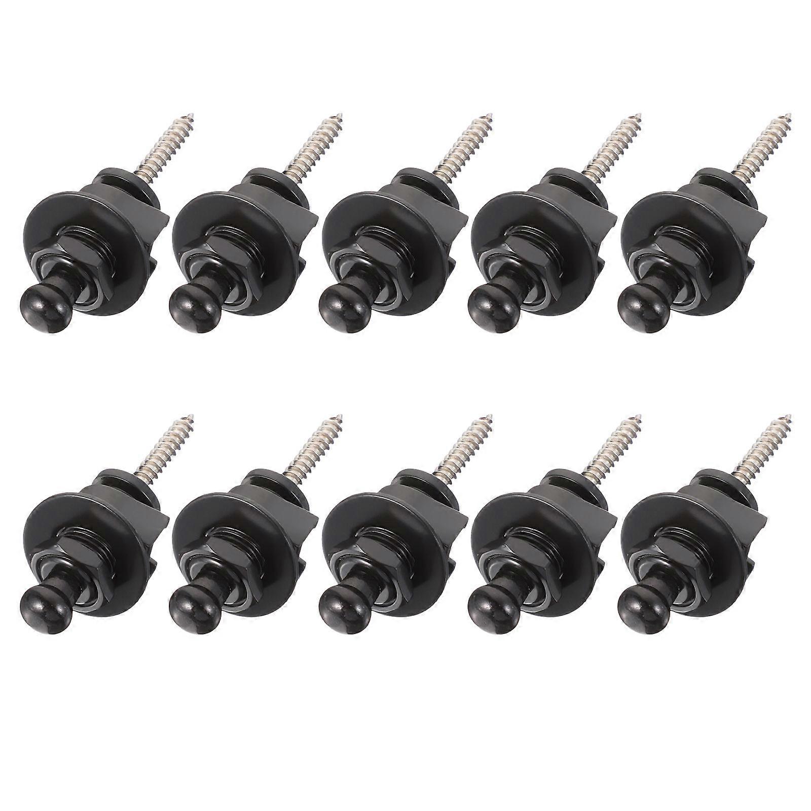 Guitar Belt Buckle AntiSkid Strap Button for Instrument Strap Black 10 Pieces