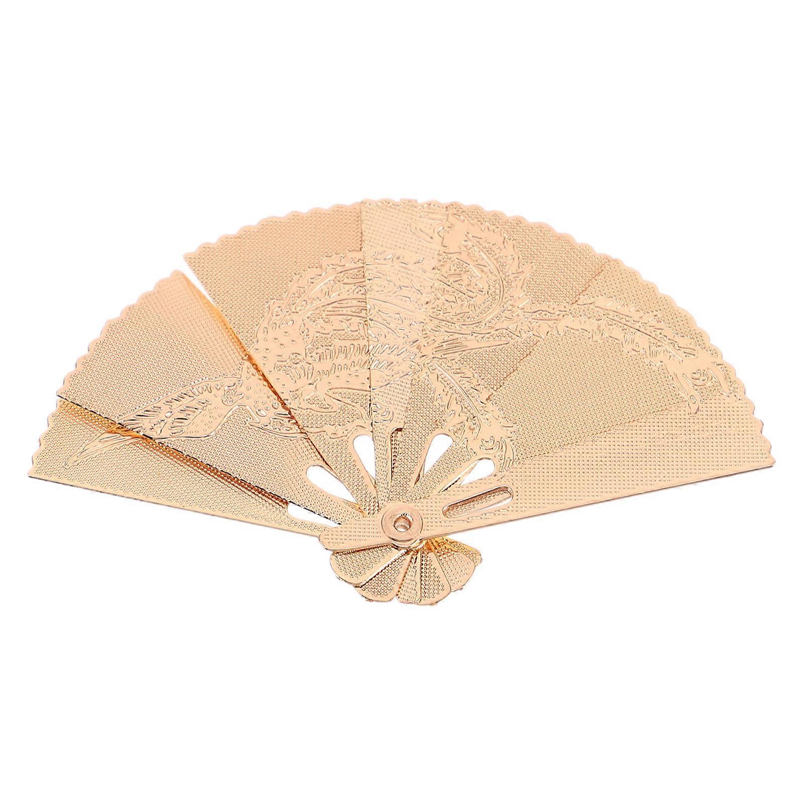 Vintage Style Miniature Alloy Fan Golden with Open and Close Function for Mini Decor