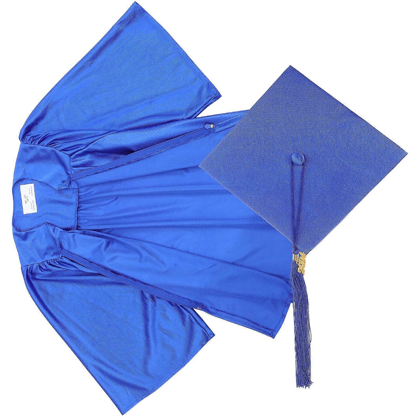 Kids Graduation Cap And Gown 2024 School Graduation Ceremony Outfit Adjustable Size Blue 1 Set
