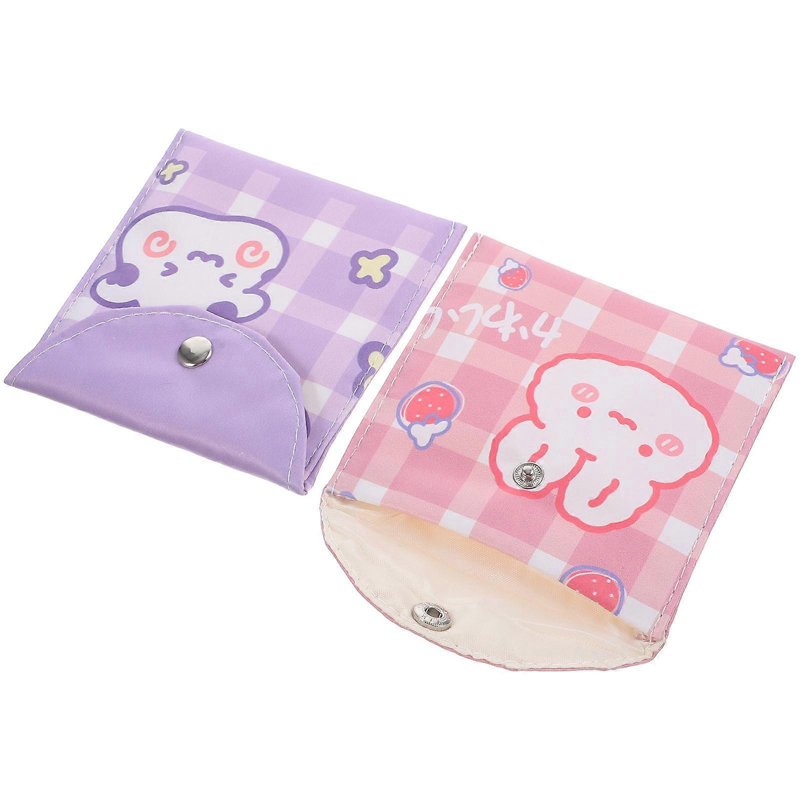 Cute Portable Sanitary Napkin Pouch with Zipper Design for Outdoor Use – 2pcs Period Essentials Bag for Nursing and Personal Items