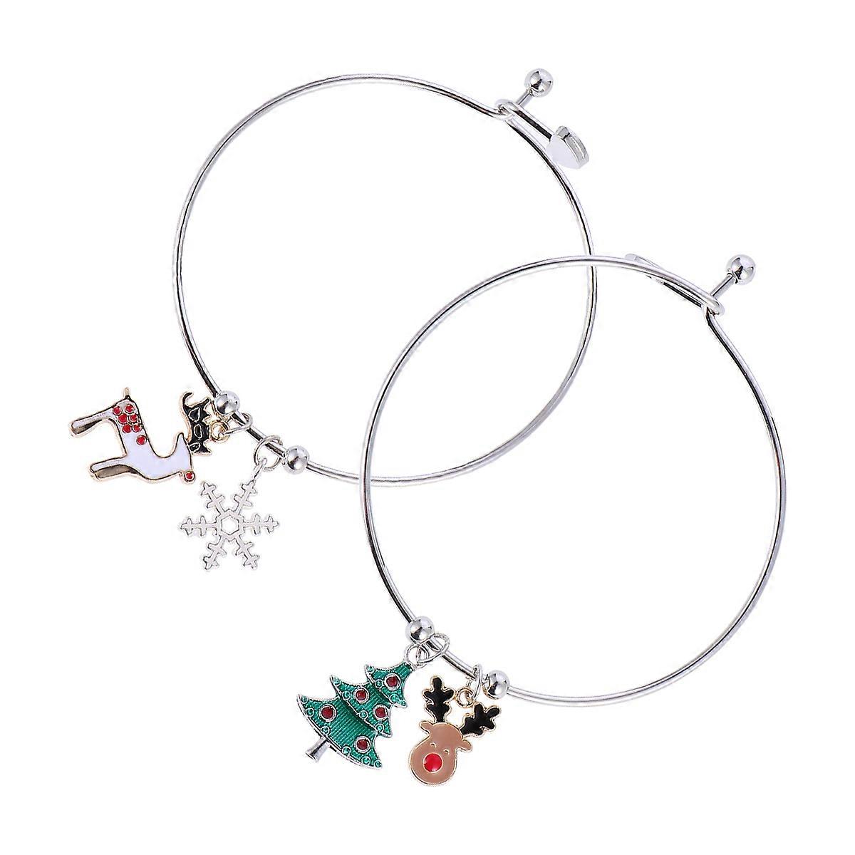 Ladies Christmas Bracelet Decor With Circular Shape And Assorted Color Perfect For Travel And Daily Use 2Set